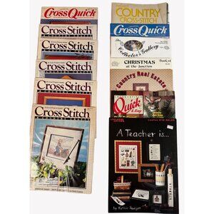 Vintage Lot Of 13 Cross-Stitch Patterns and Magazines 1987 Samplers